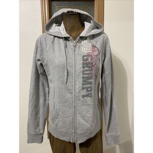 Disney Grumpy Hoodie Full Zip Medium Grey Snow-White Graphic Sweatshirt Adult